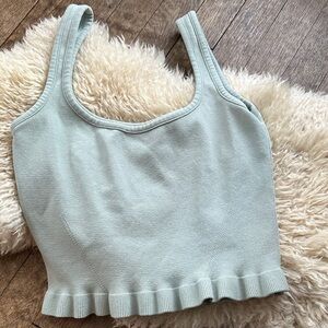 Zara Light Green Ribbed Crop Top